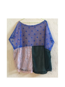 see-through T-shirt colorful embroidery front lace pink green sheer top garment