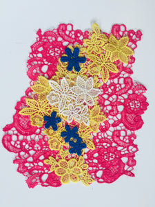 collage combination four colors pink patch embroidry